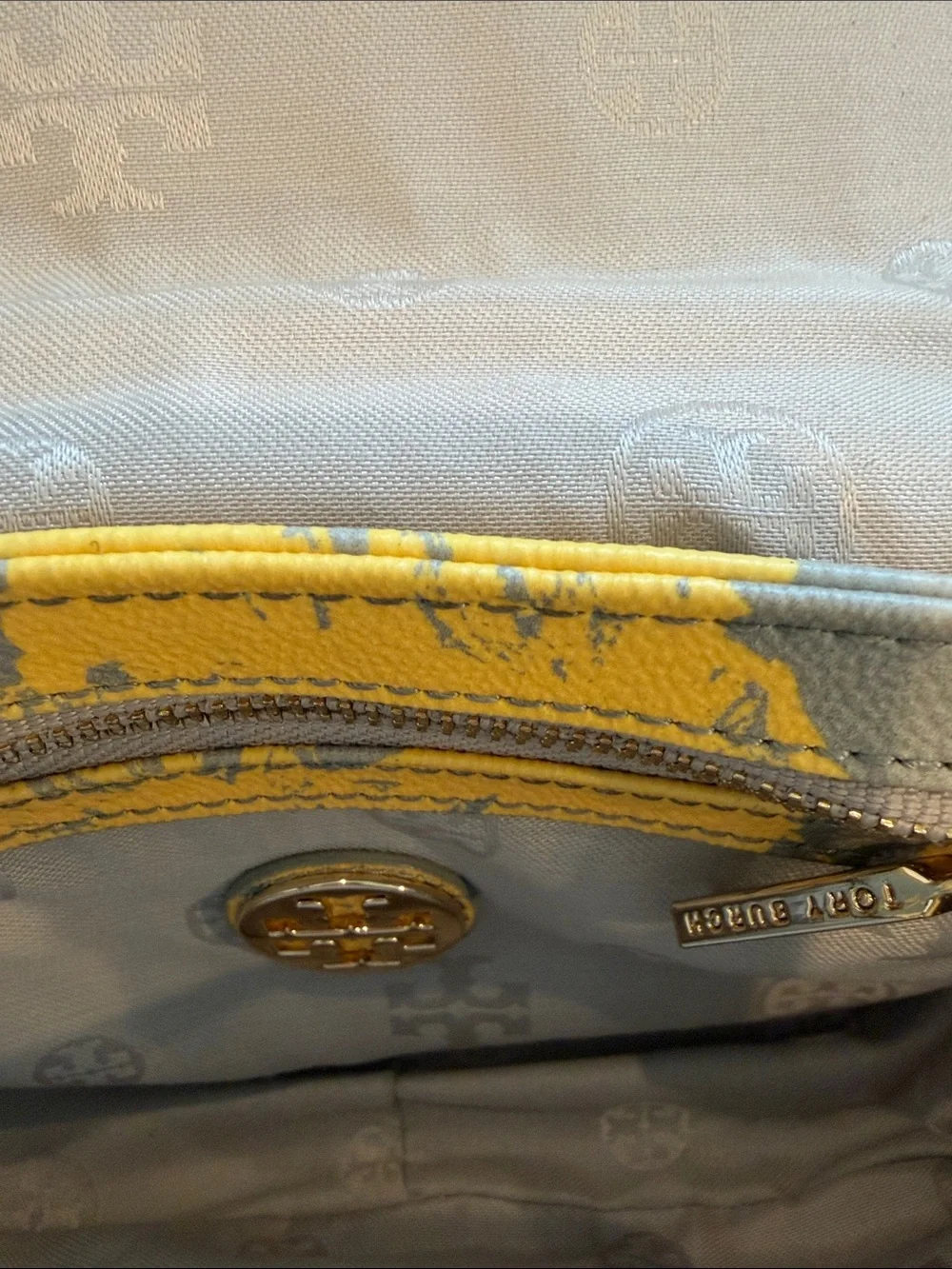 Tory Burch Yellow Floral Crossbody in Gray